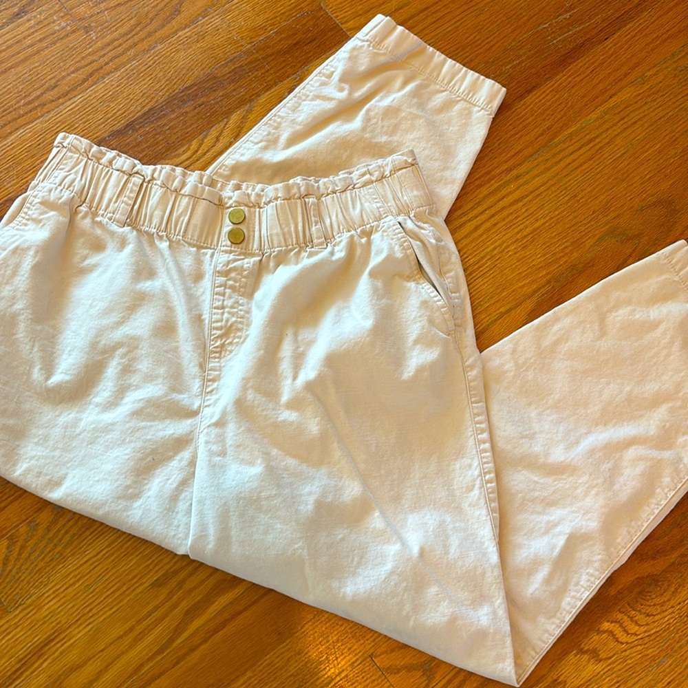 LOFT paper bag, high rise, straight, pant cream size L